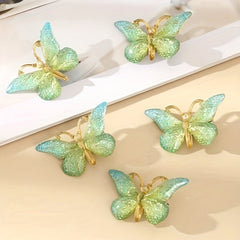 5pcs Butterfly Decor Hair Clips Non-slip Duck Billed Acrylic Hair Accessories