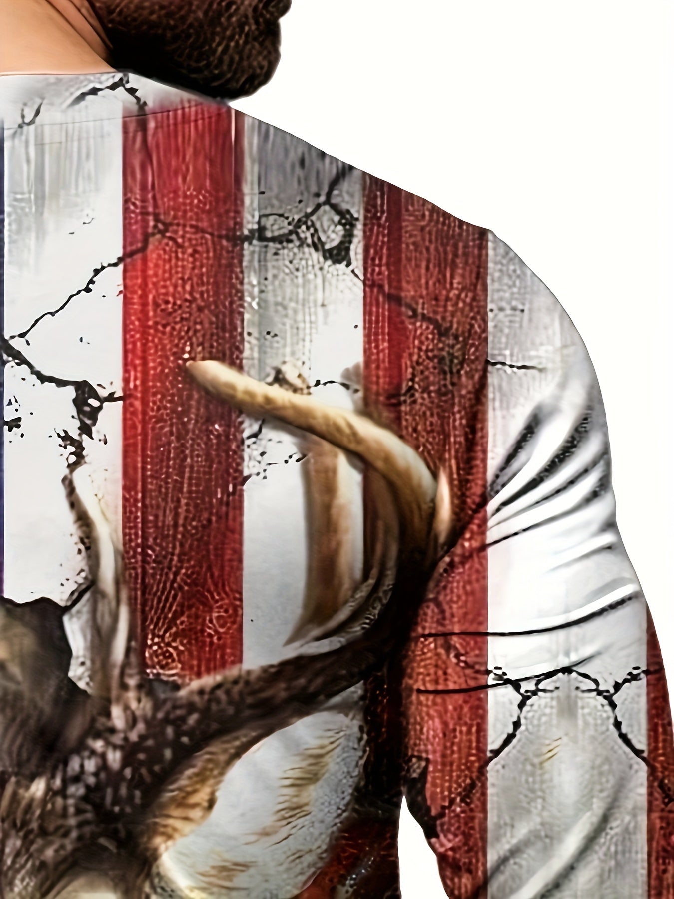 Deer Flag 3D Print Men's Long Sleeve Novelty T-shirt