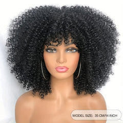35 56 Cm Kinky Curly Wigs For Women Afro Bomb Curly Wigs With Bangs