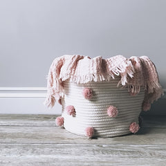 Kids' Fur Ball Storage Bucket Toy Diaper Clothes Storage Box Basket