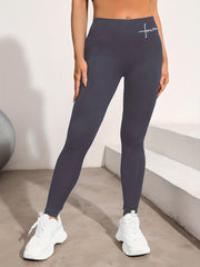 Stretchable Women's Yoga Leggings with Letter Print