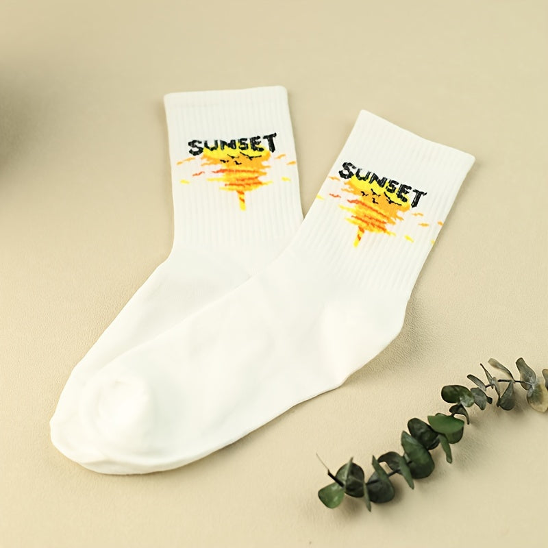 3 Pairs Letter Print Socks - Women's Comfy Mid Tube Socks