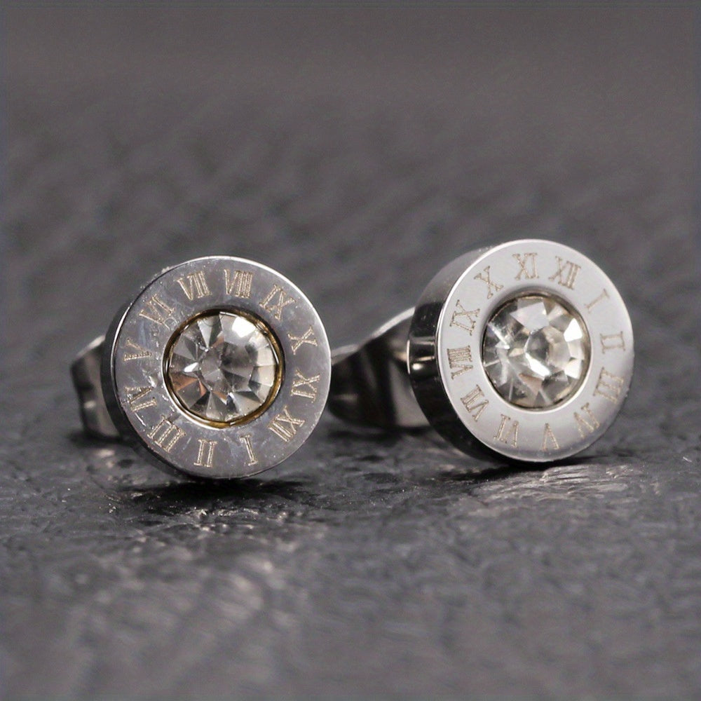 Stylish Round Zircon Earrings for Men