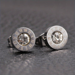 Stylish Round Zircon Earrings for Men