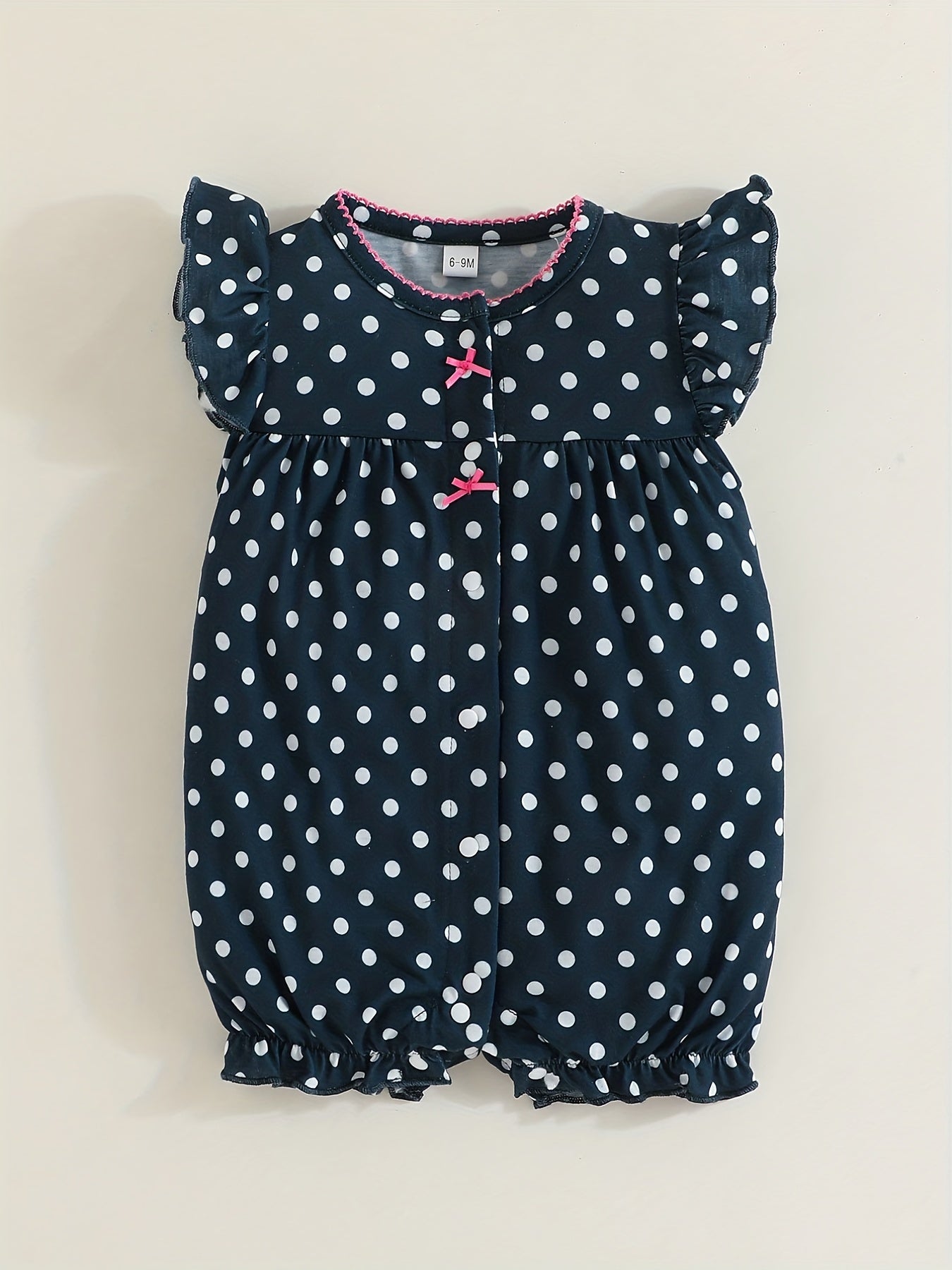 Striped Polka Dot Open Front 3pcs Set Baby Girls Bodysuits