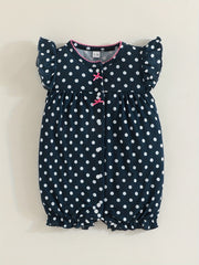 Striped Polka Dot Open Front 3pcs Set Baby Girls Bodysuits