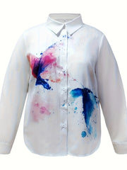  Tie Dye Butterfly Print Long Sleeve Blouse