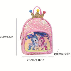 Kids Sequin Unicorn Crown Backpack for School