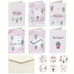 6pcs Thank You Cards With Envelopes & Sealing Stickers