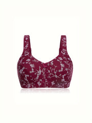 Floral Print Plus Size Wireless Comfort Bra