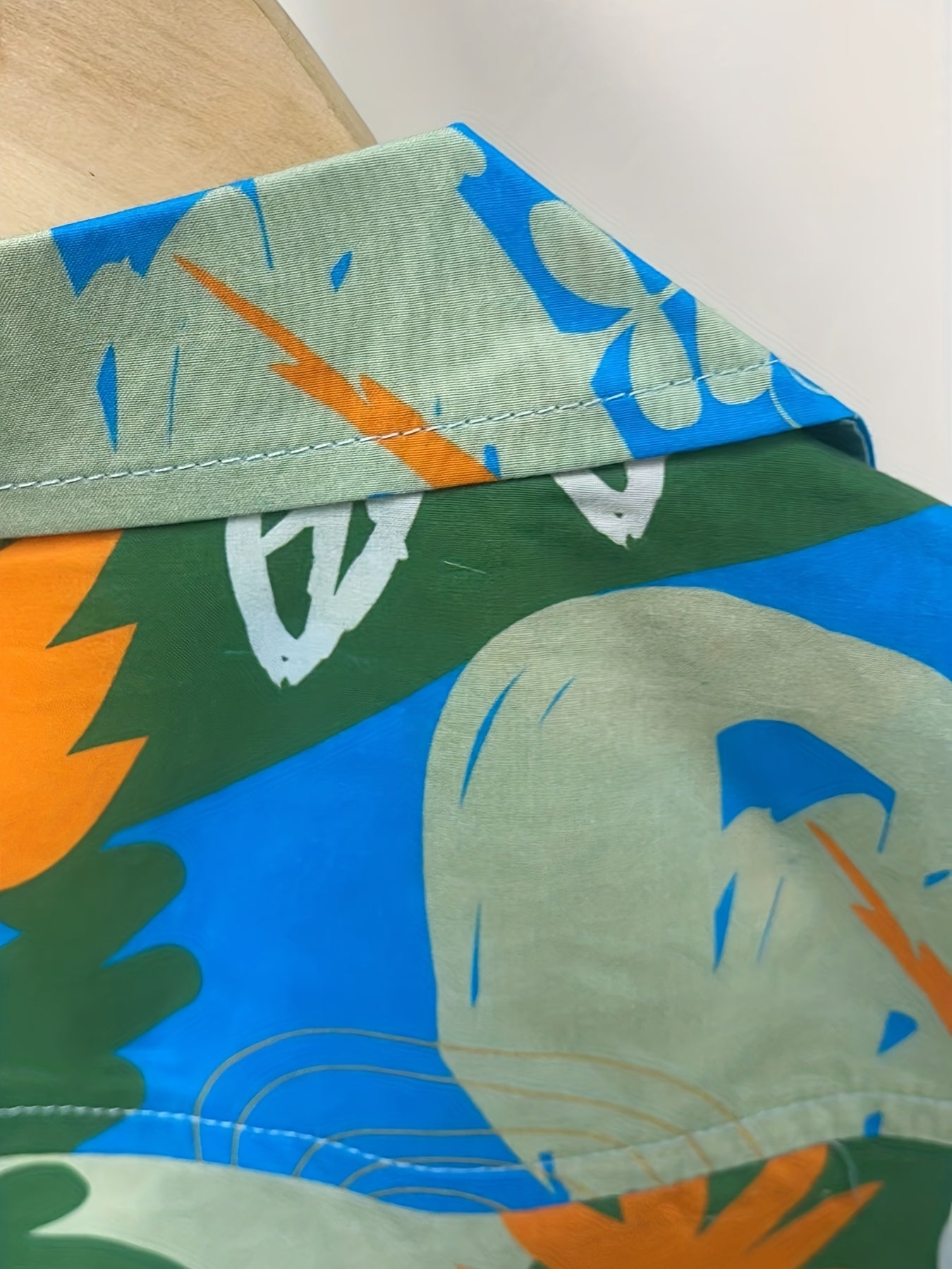 Leaf Graphic Print Boys Lapel Shirt for Summer Outdoor