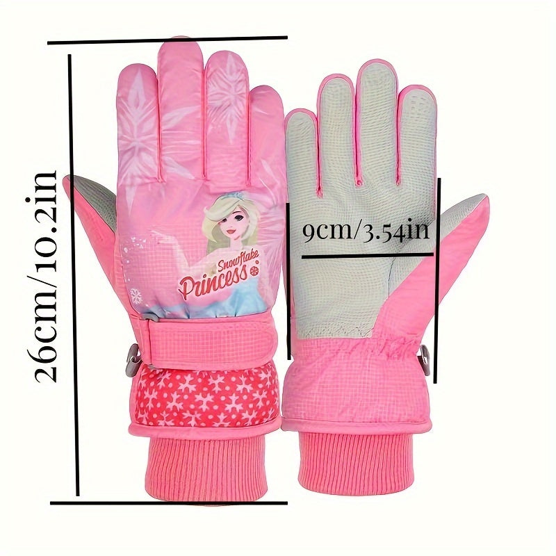 Sweet Princess Winter Gloves for Girls, 5-Layer Windproof & Waterproof