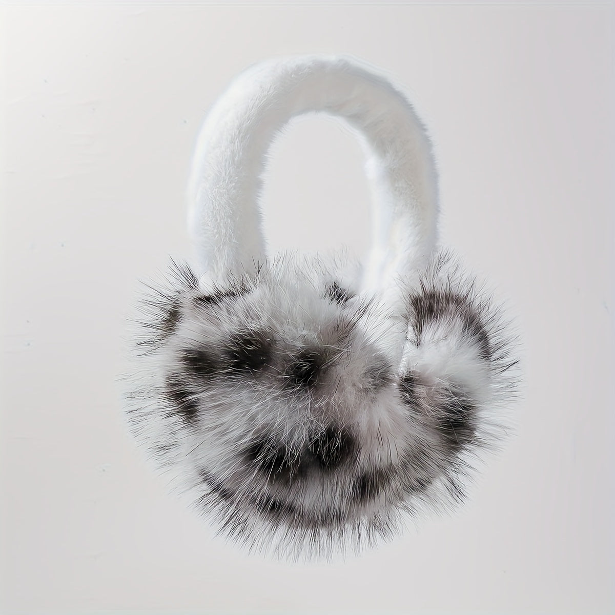 Women's Plush Ear Warmers Brown Fur Texture Foldable Stretchable Ear Muffs