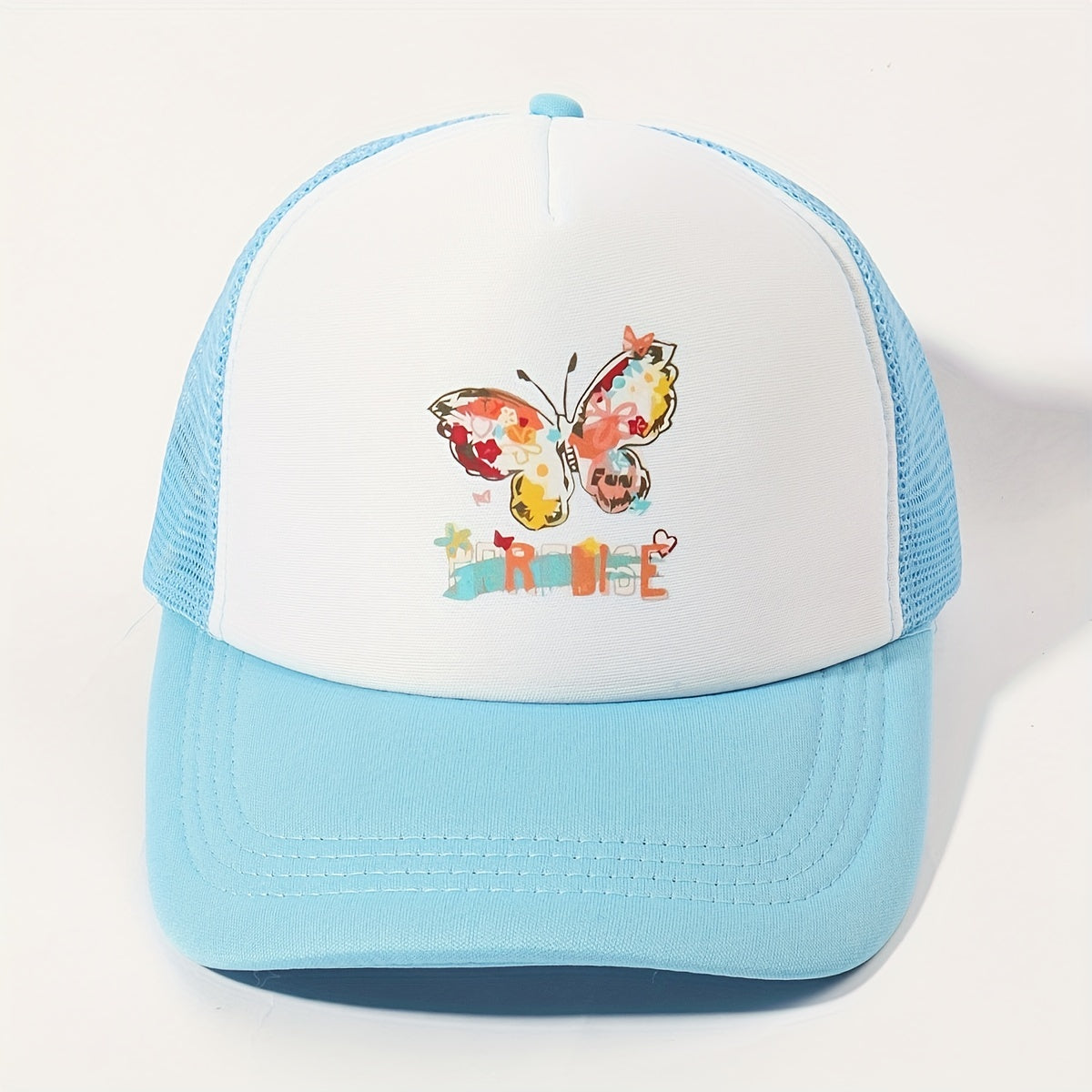 Butterfly Print Trucker Hat & Block Baseball Cap Adjustable Mesh Dad Hats