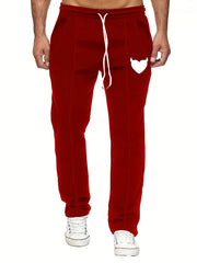 Heart Pattern Casual Drawstring Pants for Men