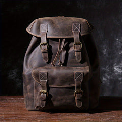 Vintage Men's Leather Backpack Classic Paratroopers Bag 39