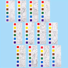 12pcs Watercolor Coloring Book for Kids, Built-in Watercolor Palette