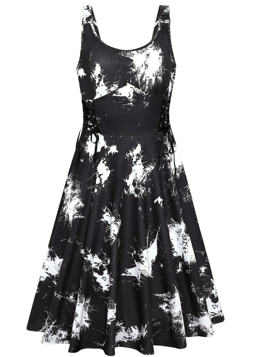  Tie Dye Lace Up Cami Dress