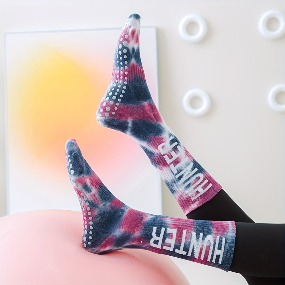 Letter Print Socks Comfy & Breathable Yoga Sports Socks Women's Stockings
