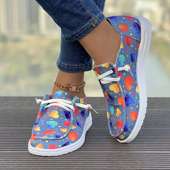 Women's Heart Pattern Skate Shoes, Polka Dot Decoration