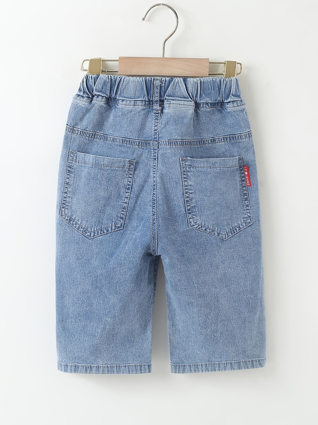 Boys Denim Jeans Cropped Pants with Pockets for Spring and Summer