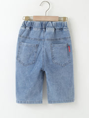 Boys Denim Jeans Cropped Pants with Pockets for Spring and Summer