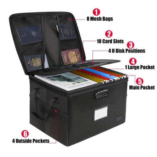 Fireproof Document Box Water Resistant File Organizer Box