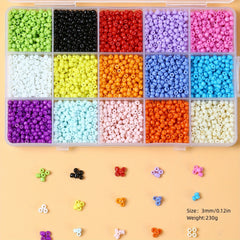 15 Colors 3mm Macaroon Seed Beads & Elastic Thread Set