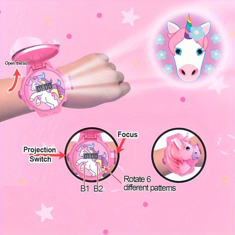 Cartoon Projection Watch w/ Multiple Patterns Digital Display Non Waterproof