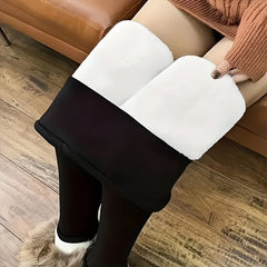 Plush Lined Opaque High Waist Thermal Leggings Women's Stockings