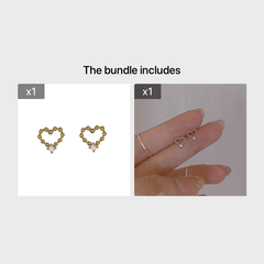 Delicate Hollow Heart Shape Stud Earrings 14K Plated