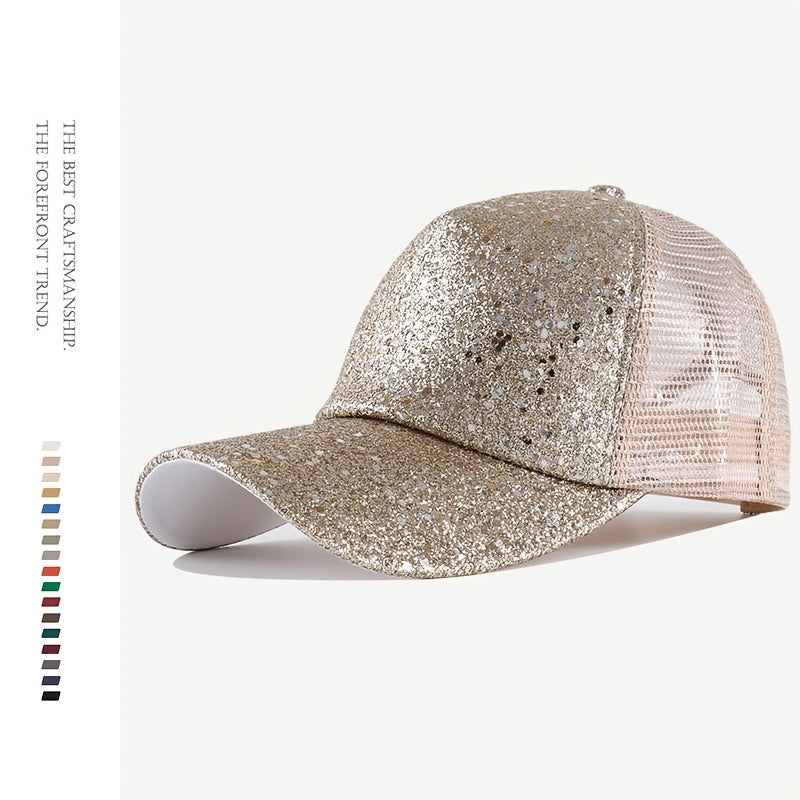 Sequin Fluorescent Baseball Cap Candy Casual Sports Hat Mesh Breathable Trucker
