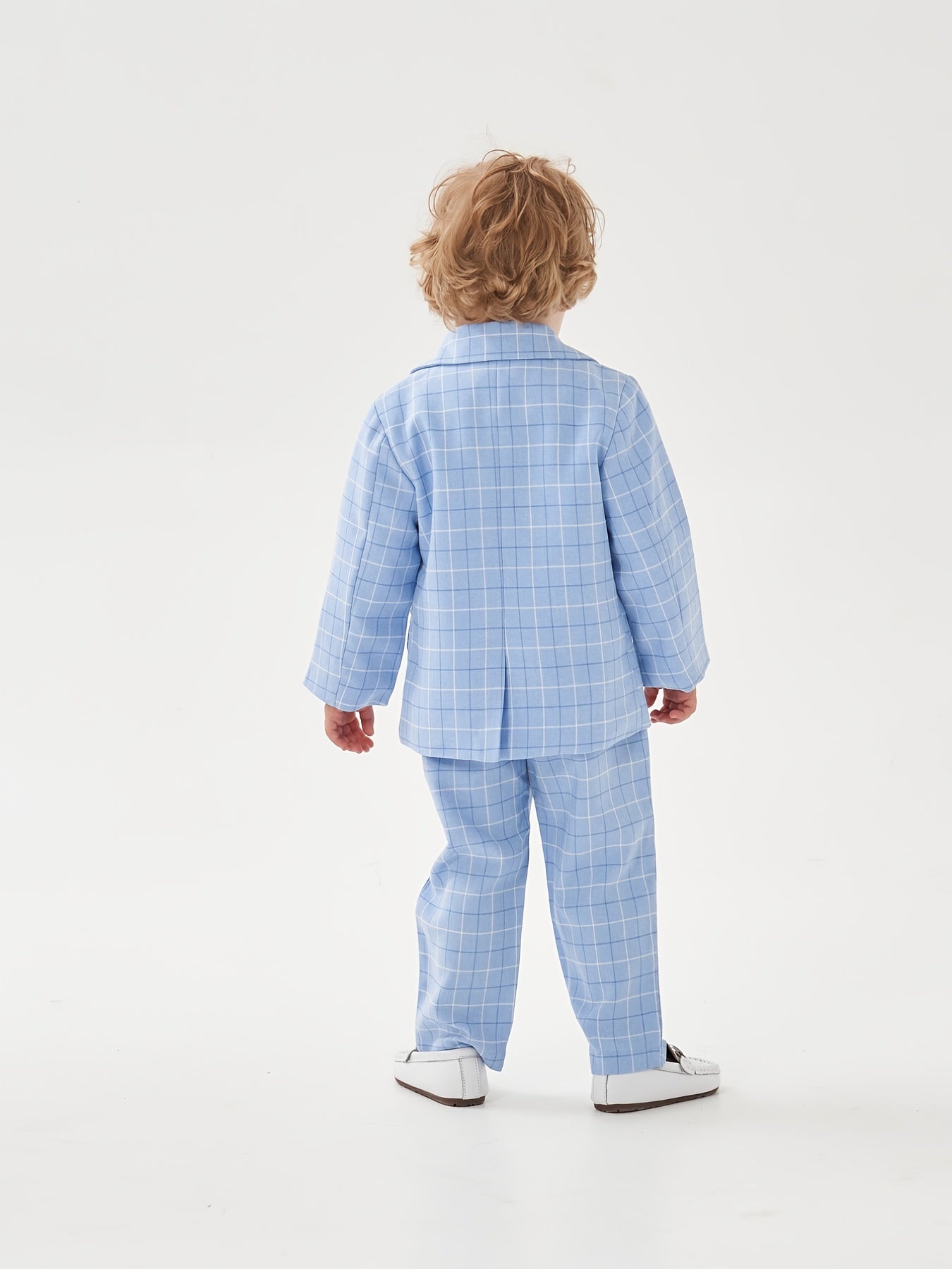 Plaid Blazer Jacket Trousers Bow Tie Set Boys Spring Fall Clothes