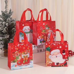 4pcs Christmas Non-woven Gift Bags, Colorful Handbags Party Packaging