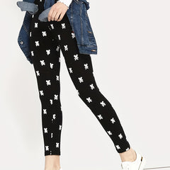 Graphic Print Skinny Leggings Casual Elastic Waist Stretchy Leggings
