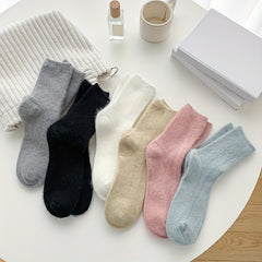 6 Pairs Fuzzy Socks Cozy & Warm Women's Mid Tube Stockings