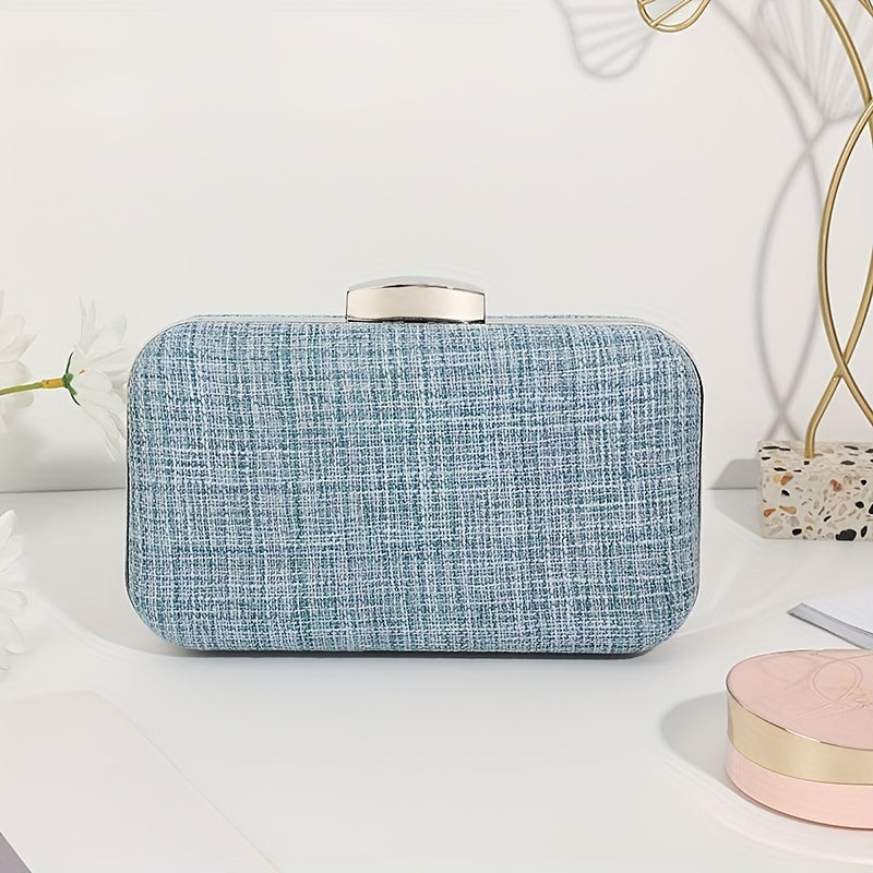 Elegant Plaid Kiss Lock Chain Clutch Evening Bag