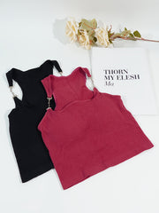 2pcs Chain Linked Cami Tops Ribbed Sleeveless Slim Fit Women's Lingerie