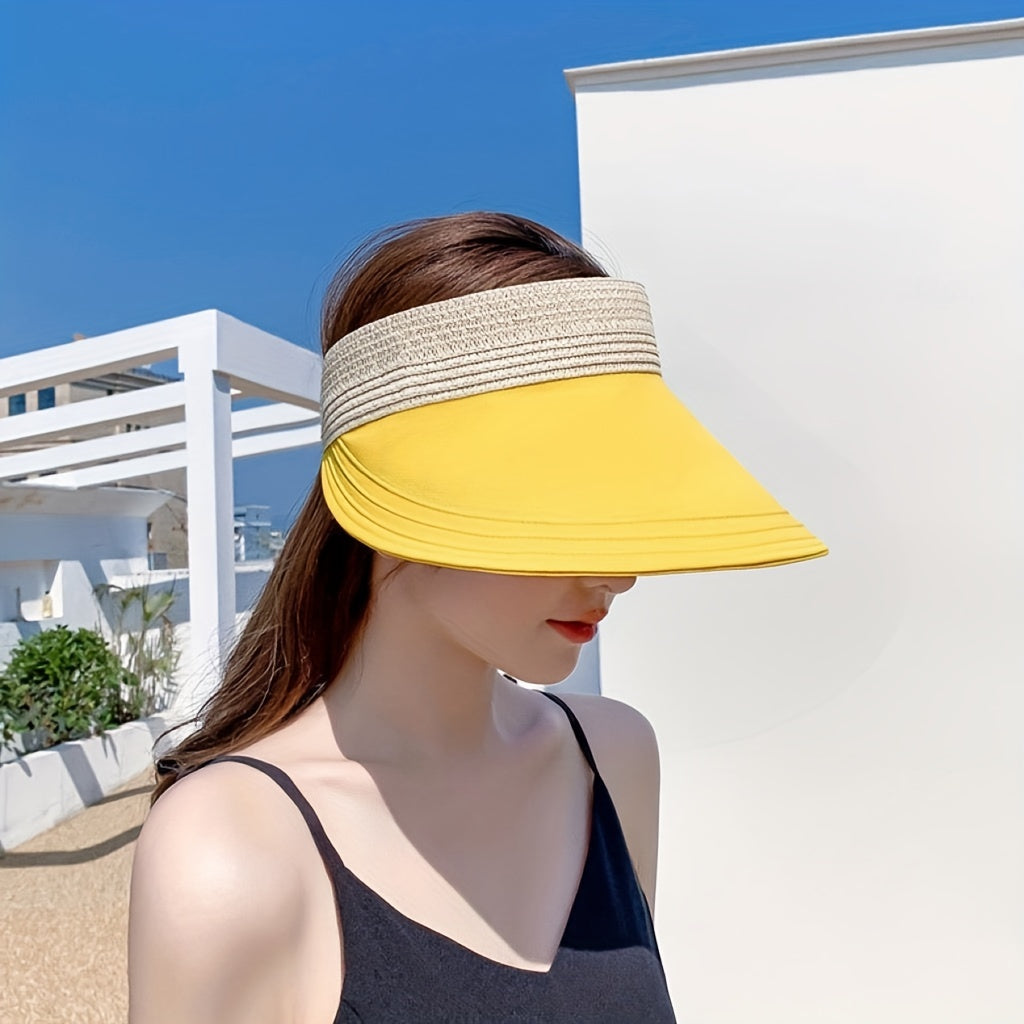 Solid Wide Brim Visor Sun Hat for Women