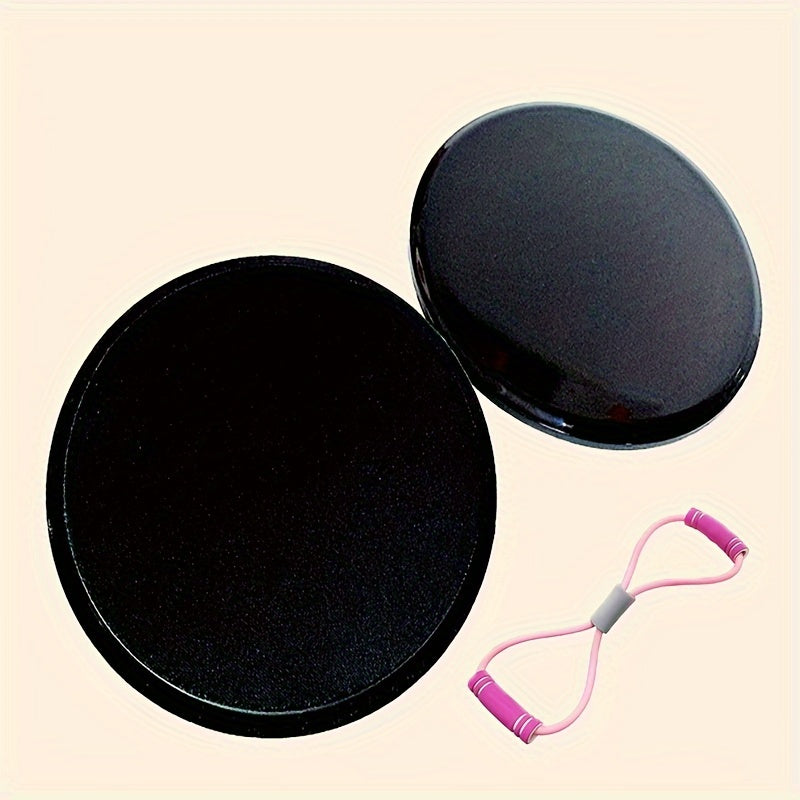 Yoga Slide Discs & 8-Shaped Resistance Puller Set for Fitness Exercise