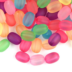 20pcs Frosted Rubber Oval Beads Mixed 10mm DIY Bracelet Necklace