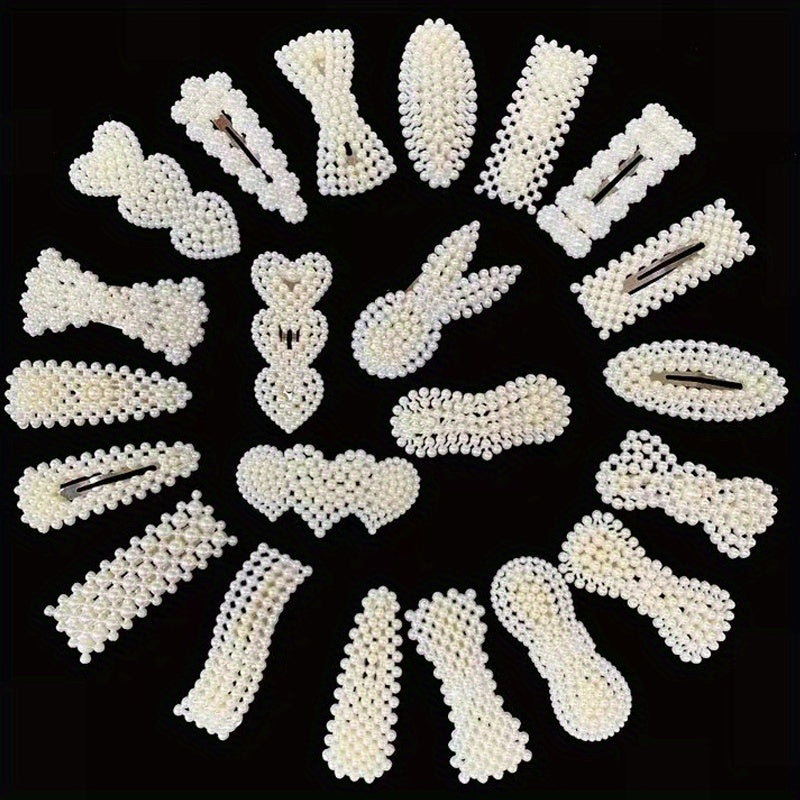 10 Pcs Faux Pearl Hollow Hair Clip Head Jewelry Hair Accessories