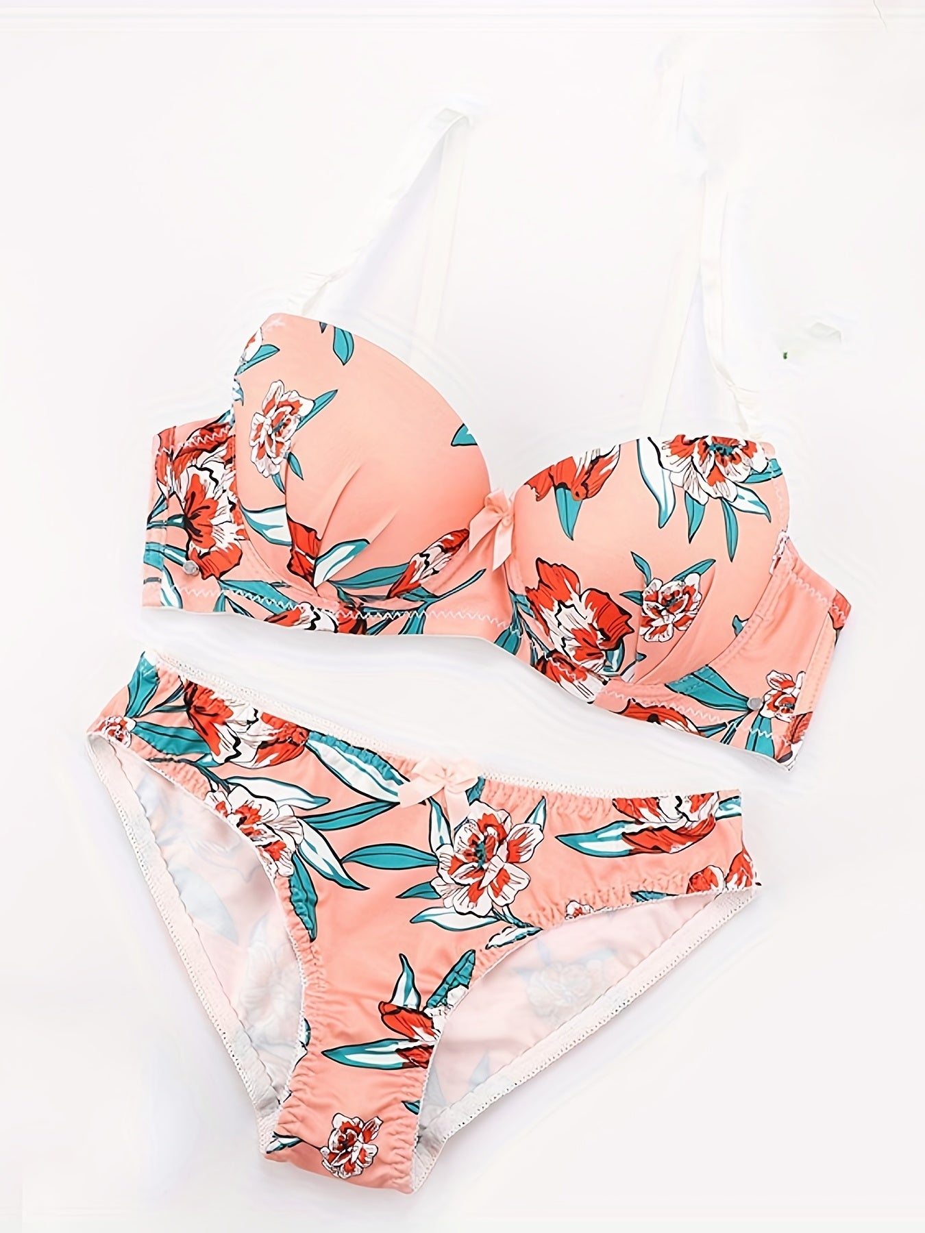 Floral Print Push Up Bra & Panties Set