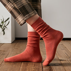 5 Pairs Japanese Style Soft Ribbed Knit Mid Tube Socks Women's Stockings