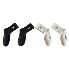 4 Pairs Bunny & Bear Print Socks Women's Stockings