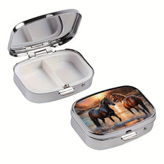 Horses in Water Pill Box Compact Organizer