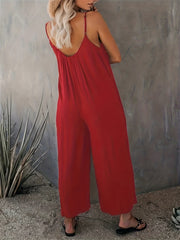  V Neck Wide Leg Summer Jumpsuit
