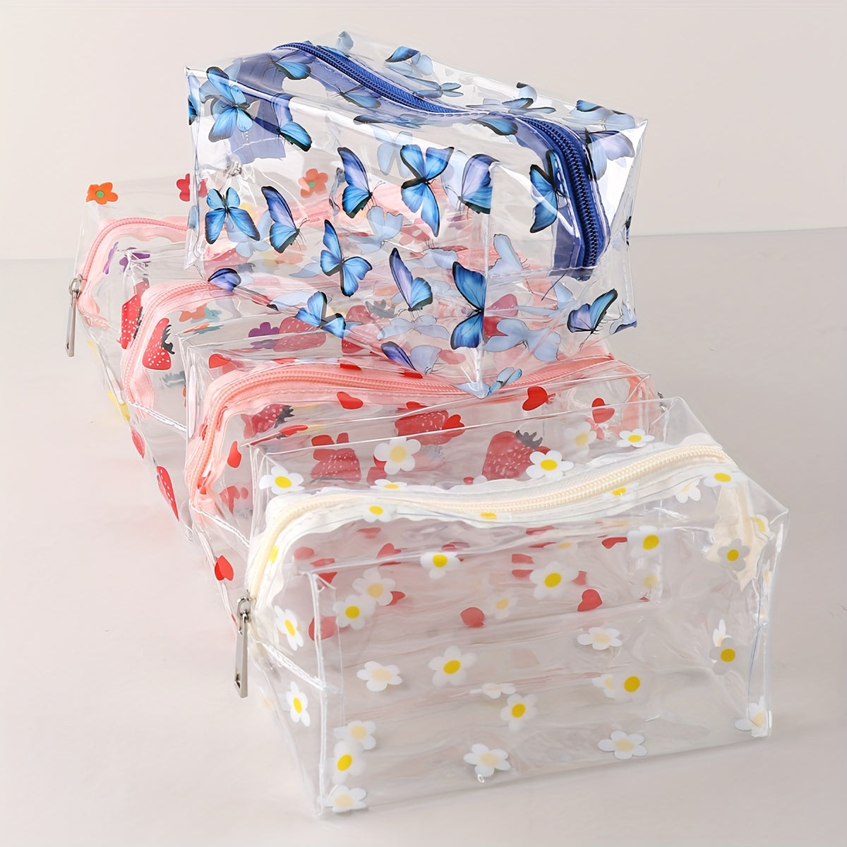 Transparent Small Flower Pencil Pouch Large Capacity Pencil Case