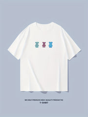 Cotton Bear Print Men's Graphic Crew Neck T shirt for Summer