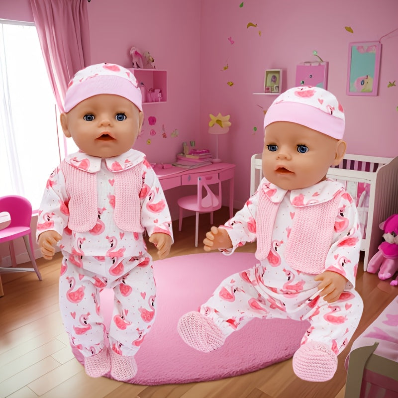 Flamingo Doll Outfit Set - Hat, Shoes, Pants, Top - Fits 35-56-45 Dolls